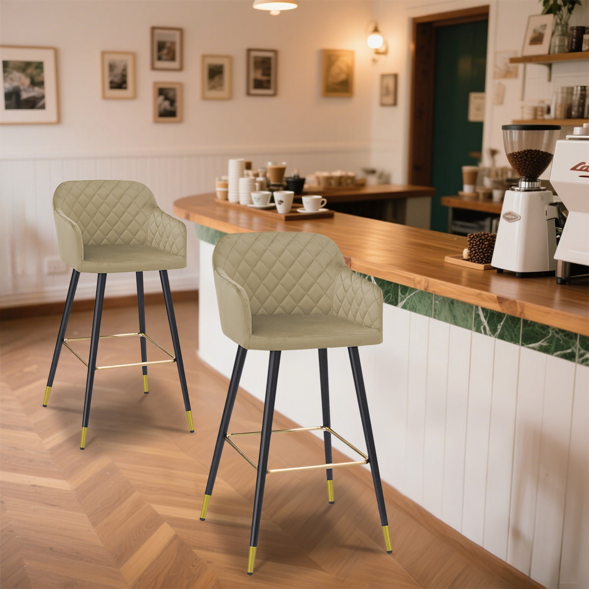 Royal Blue Velvet Stool s kovovými nohami pre obývaciu izbu